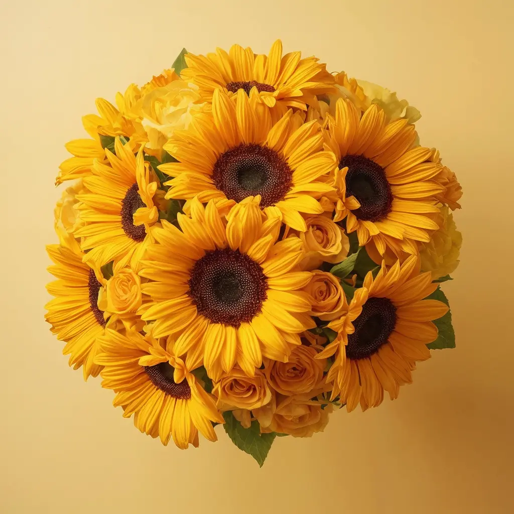 Ramo espectacular de girasoles y rosas amarillas en Puebla