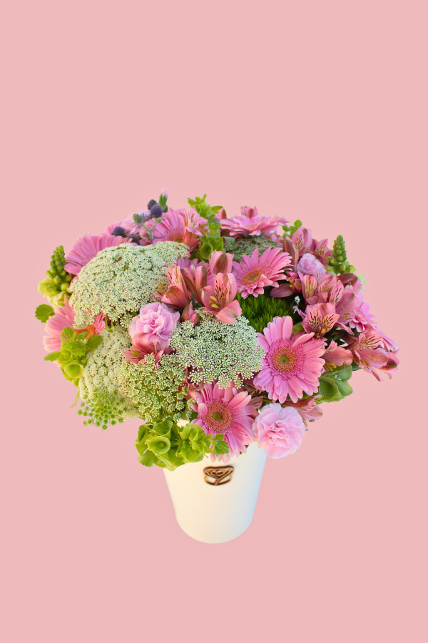 Arreglo de gerberas y alstroemerias rosadas Sinfonía Rosada